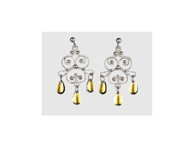 264511 - Ørepynt Hvit forgylt