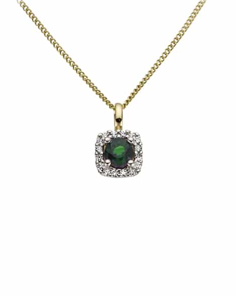 Anheng gult gull med diamanter og smaragd
