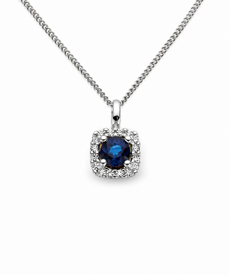 Anheng hvitt gull, safir og diamanter