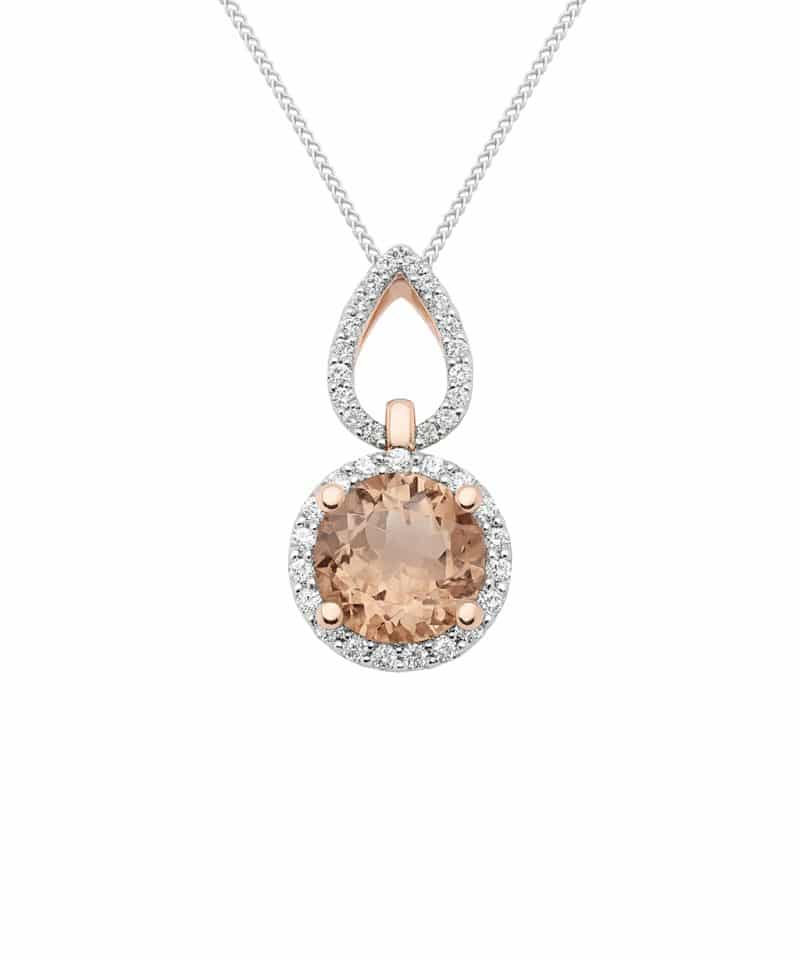 Anheng rosè gull med morganitt og diamanter 0.19ct