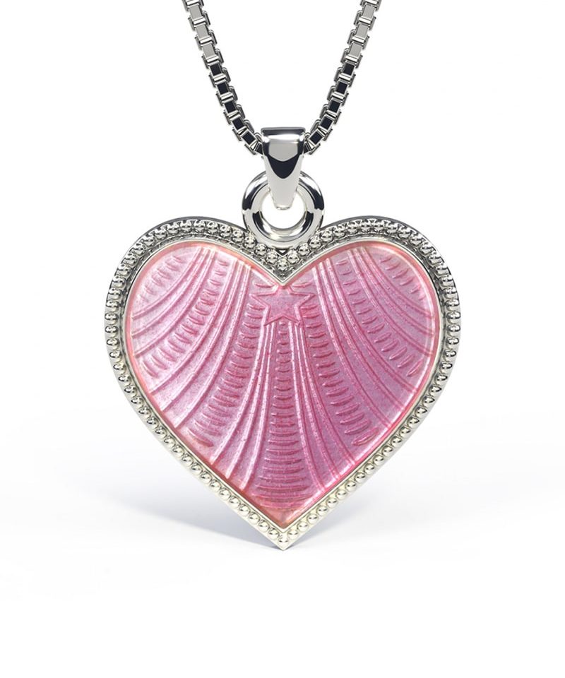 Halskjede i sølv - Rosa hjerte