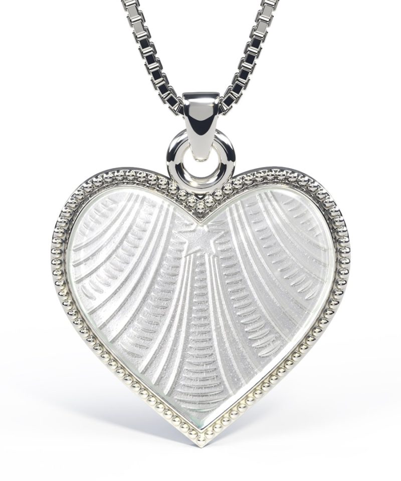 Halskjede i sølv - Hvitt hjerte