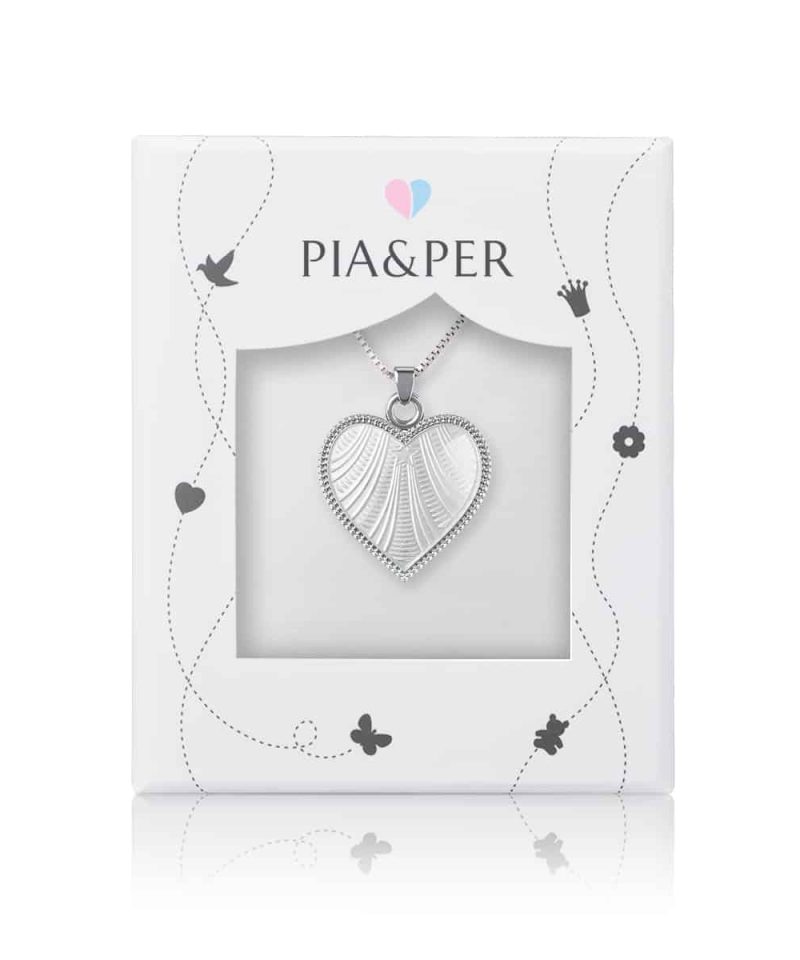 Alternative view of Halskjede i sølv - Hvitt hjerte