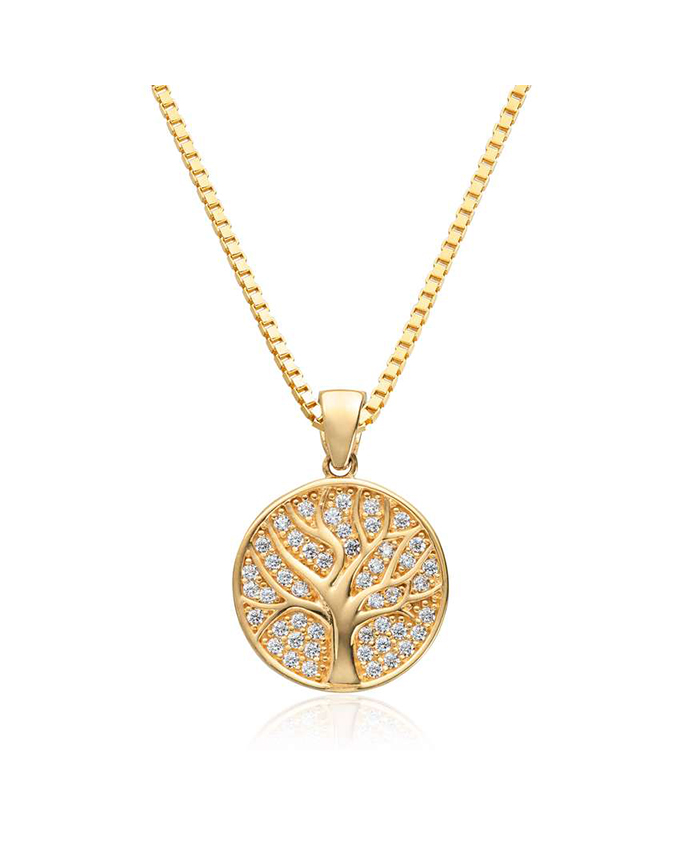 Anheng Livets Tre i gull med zirkonia - Uten kjede