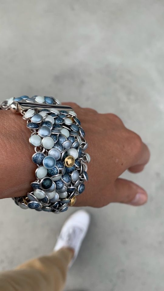 Armbånd 6 rad 19cm Seashell - Blåskjell mix