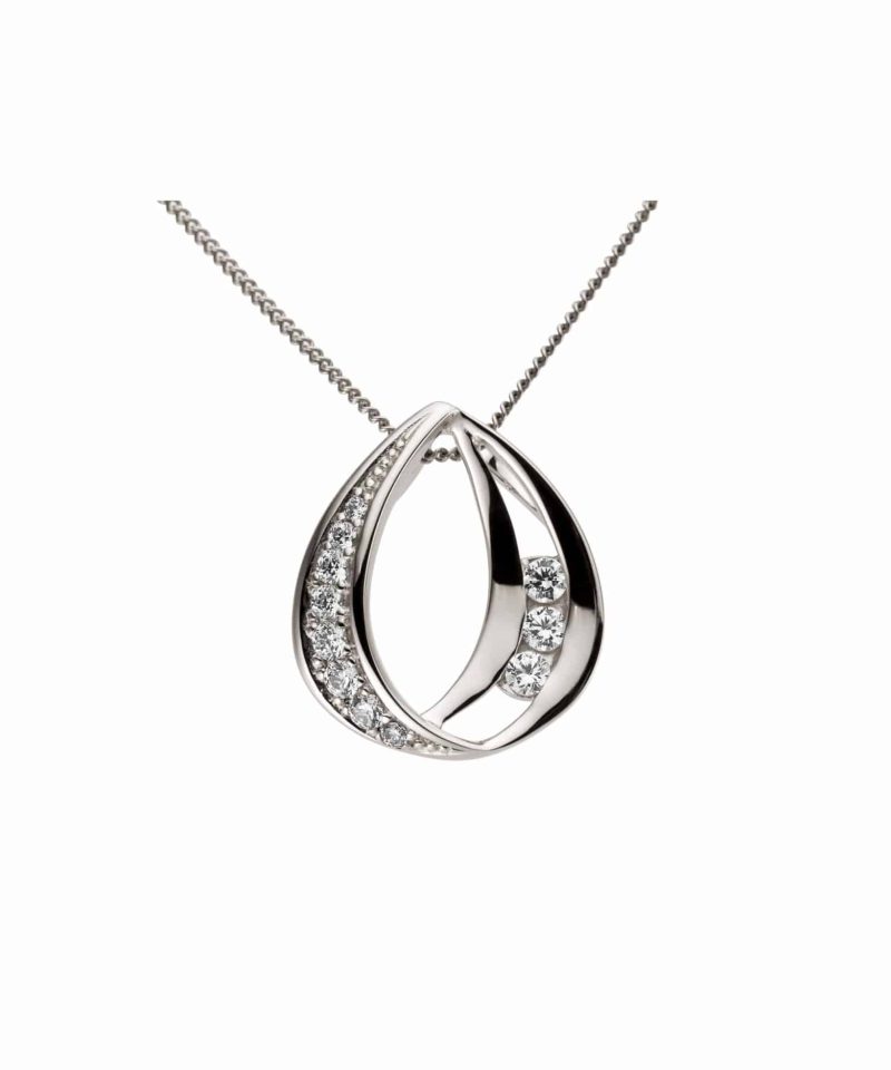 Anheng hvitt gull dråpe med zirconia