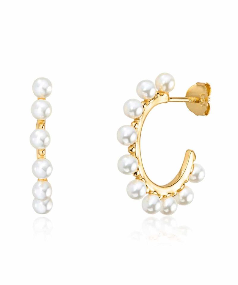 Øreringer forgylt med ferskvannsperle