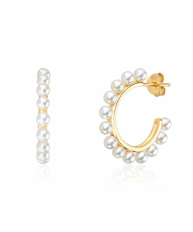 Øreringer forgylt med ferskvannsperle