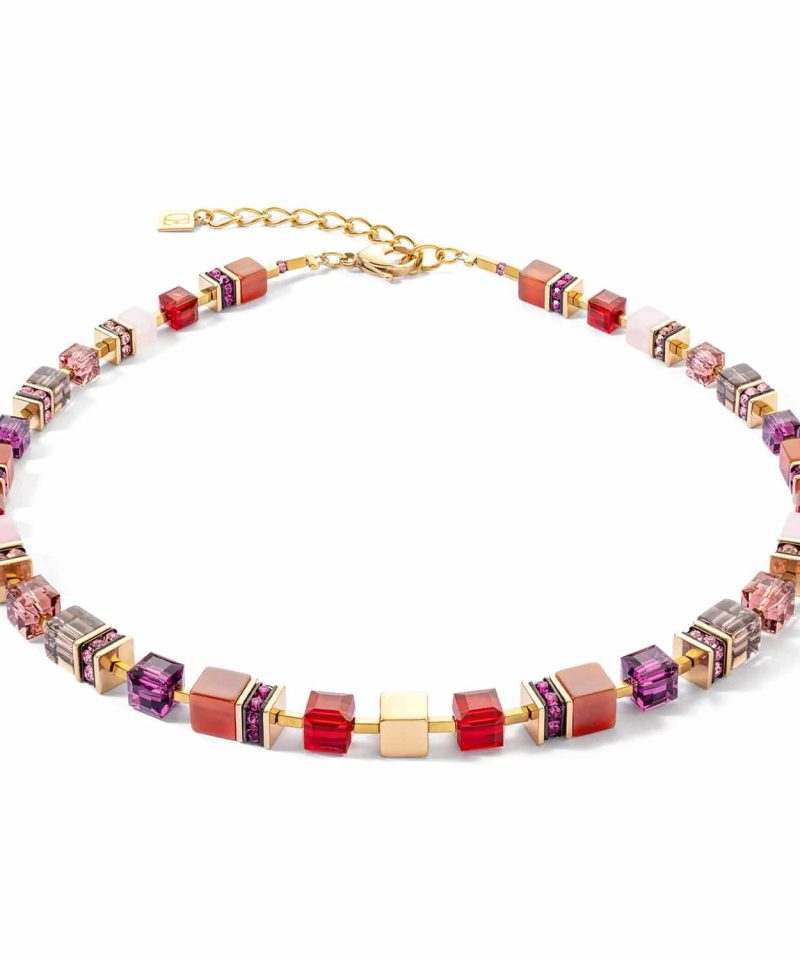 GeoCUBE® Precious statement necklace gold-red