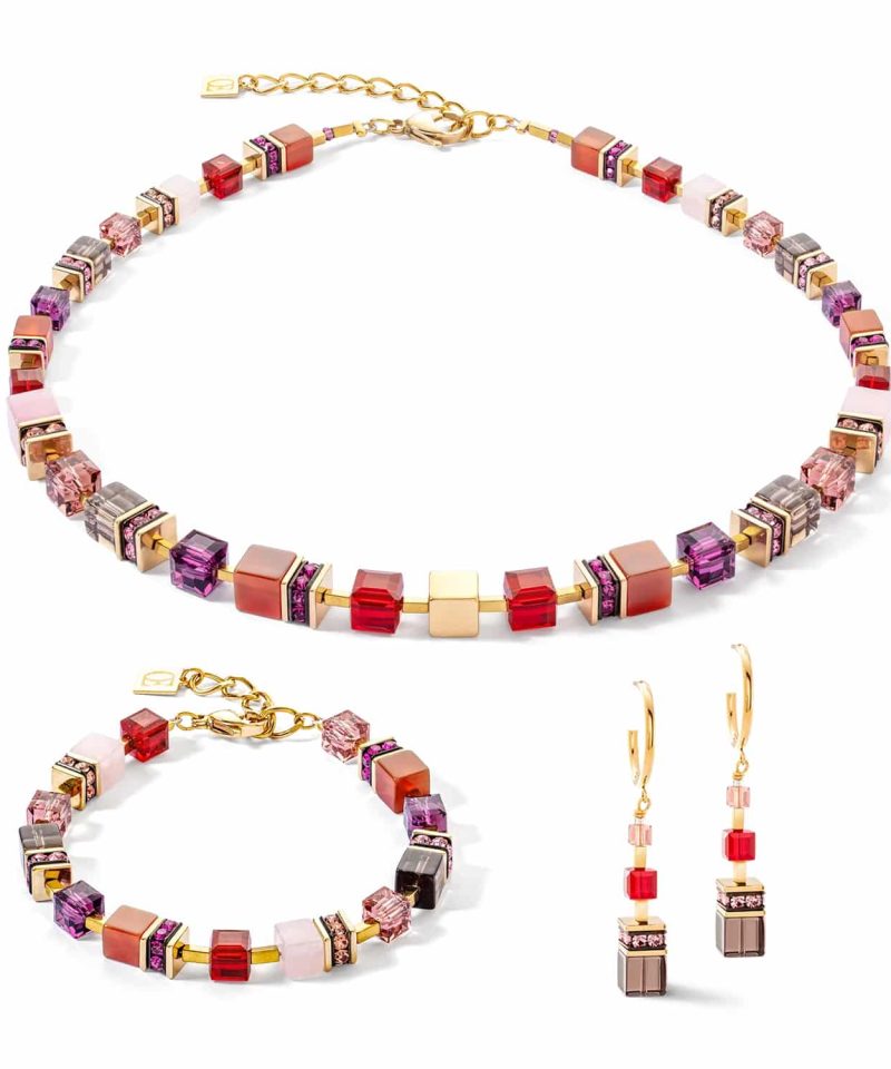Alternative view of GeoCUBE® Precious statement necklace gold-red