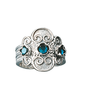 317108 - Ring Oksidert med Grønn Stein