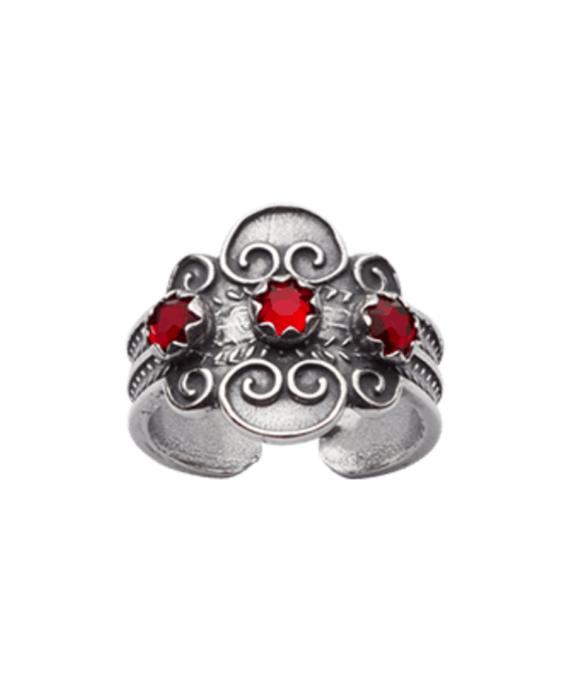 317107 - Ring Oksidert med Rød Stein