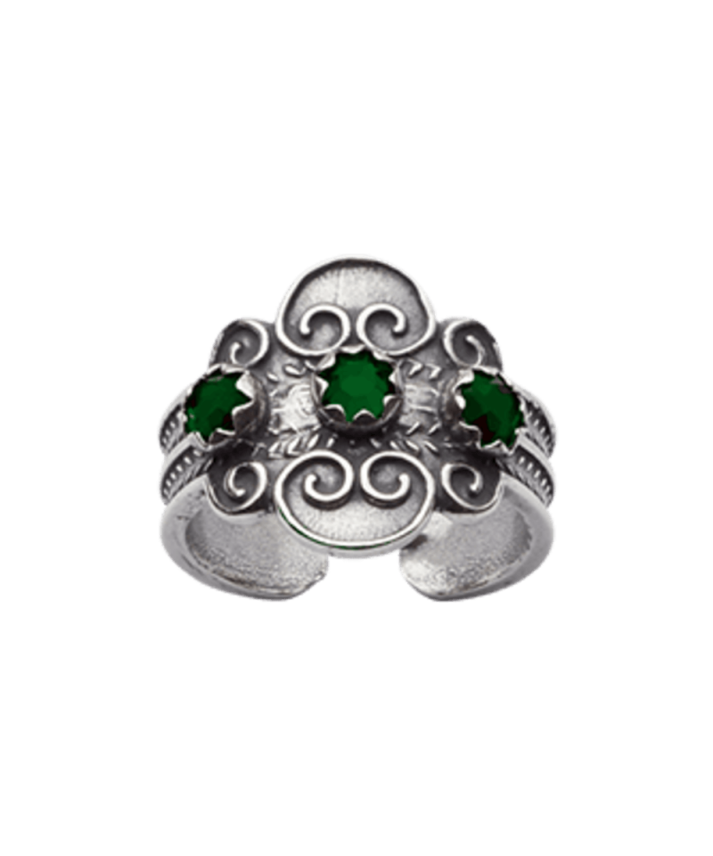 317108 - Ring Oksidert med Grønn Stein