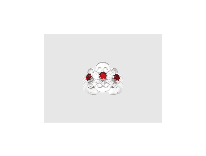 317407 - Ring Hvit med Rød Stein