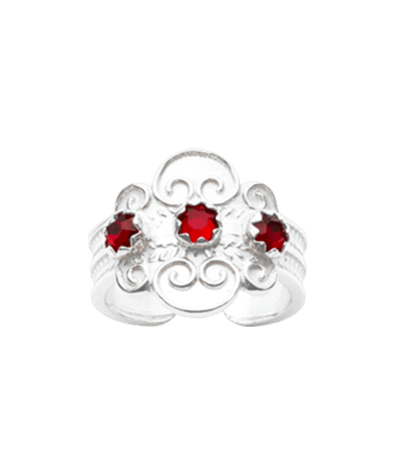 317407 - Ring Hvit med Rød Stein