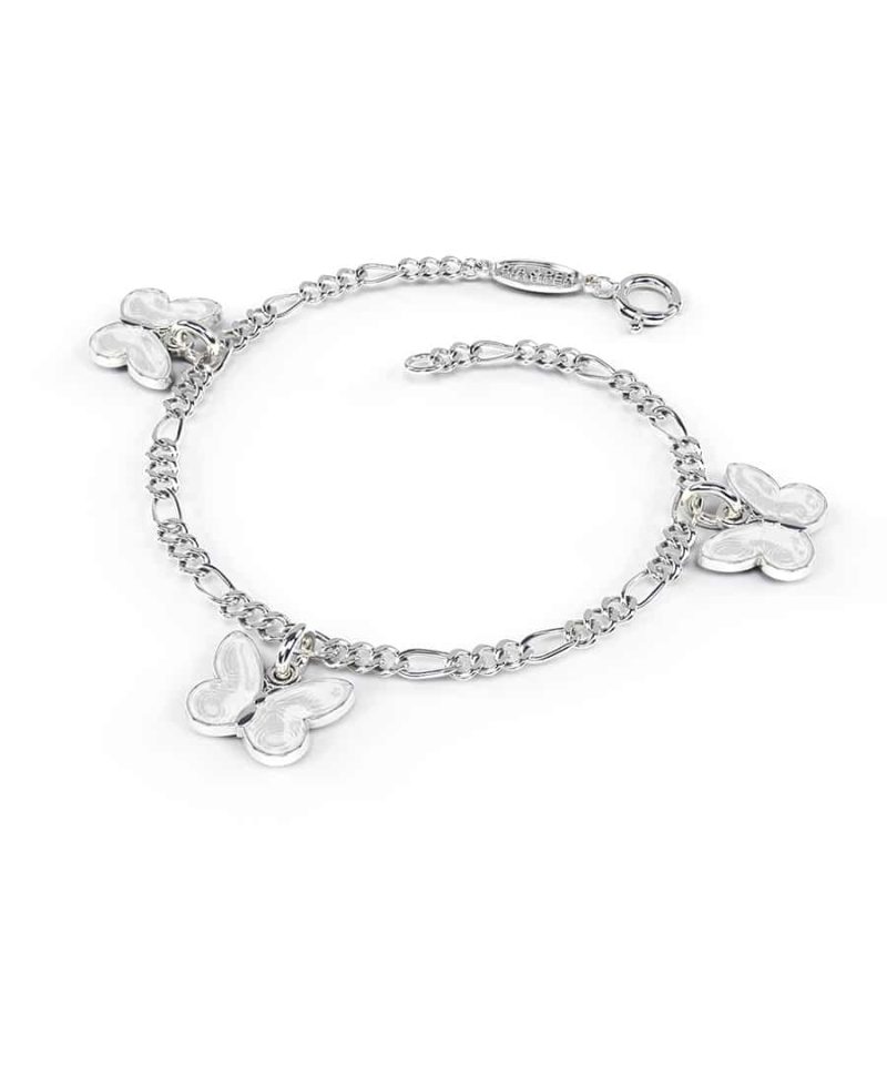 Charms-armbånd i sølv - Hvite sommerfugler