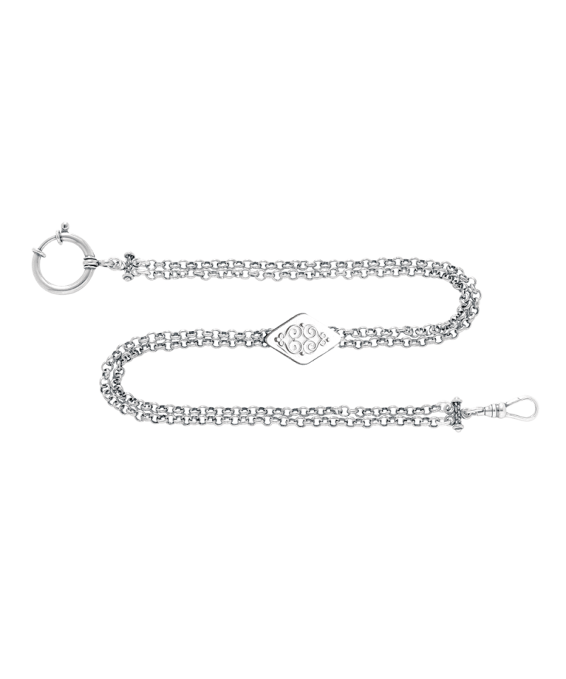 335400 - Klokkekjede 2 rader Hvit 30 cm - Kjede lås