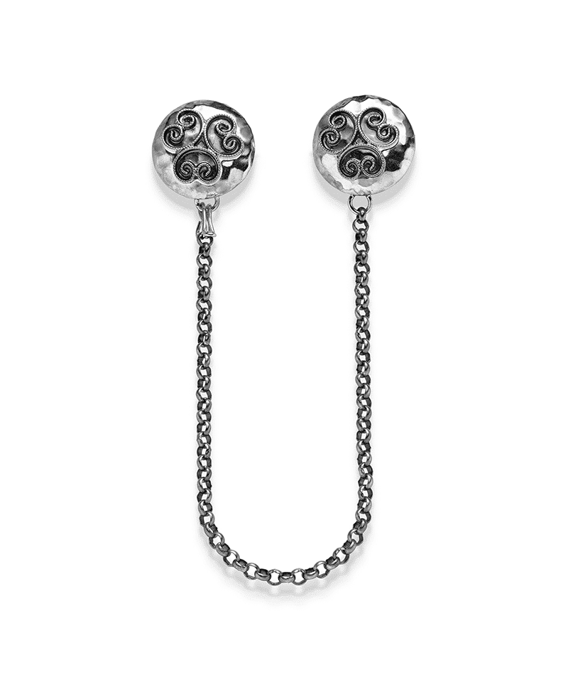 Otteren Bunadsølv - Oksiderte Sjalknapper med kjede u/kjørner