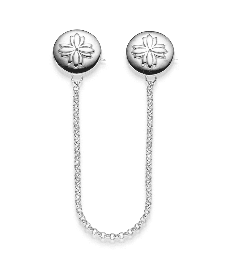 Otteren Bunadsølv - Tulipan Sjalknapper med kjedde