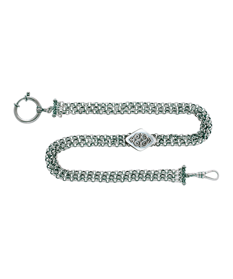 339100 - Klokkekjede 3 rader Oksidert 30cm med kjede lås