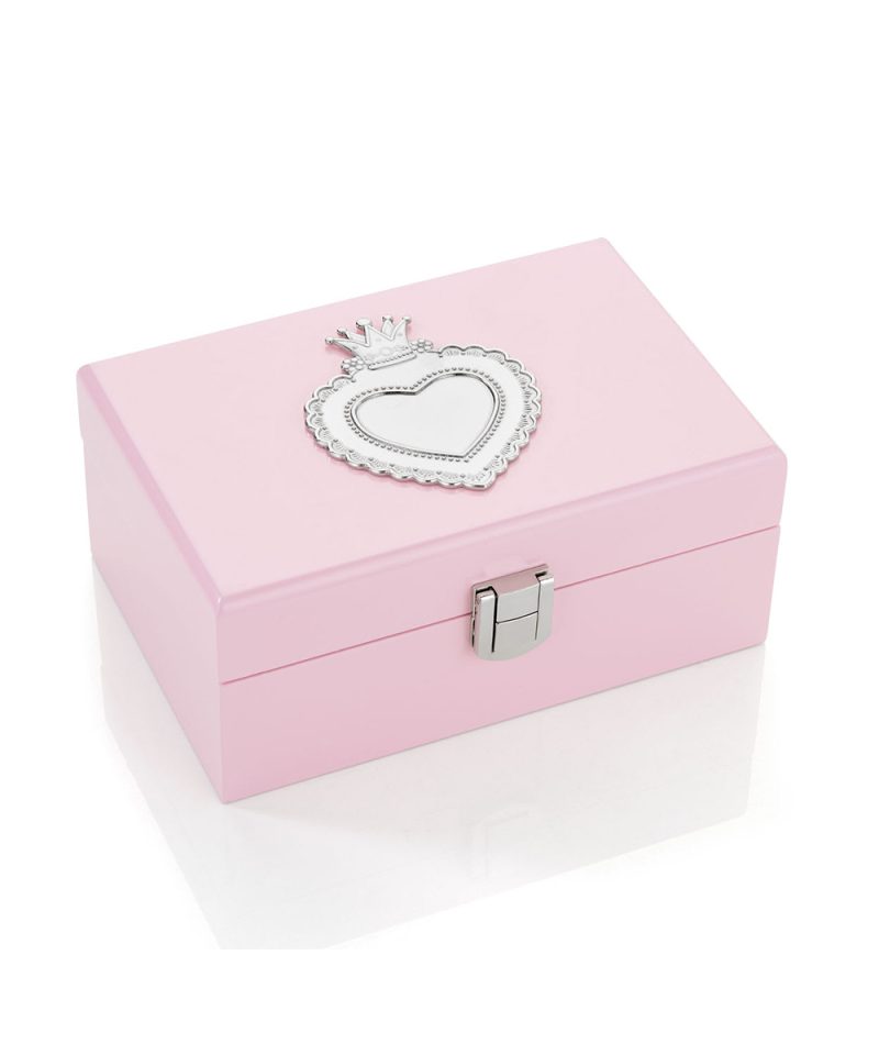 Smykkeskrin - Rosa i tre med tinnhjerte