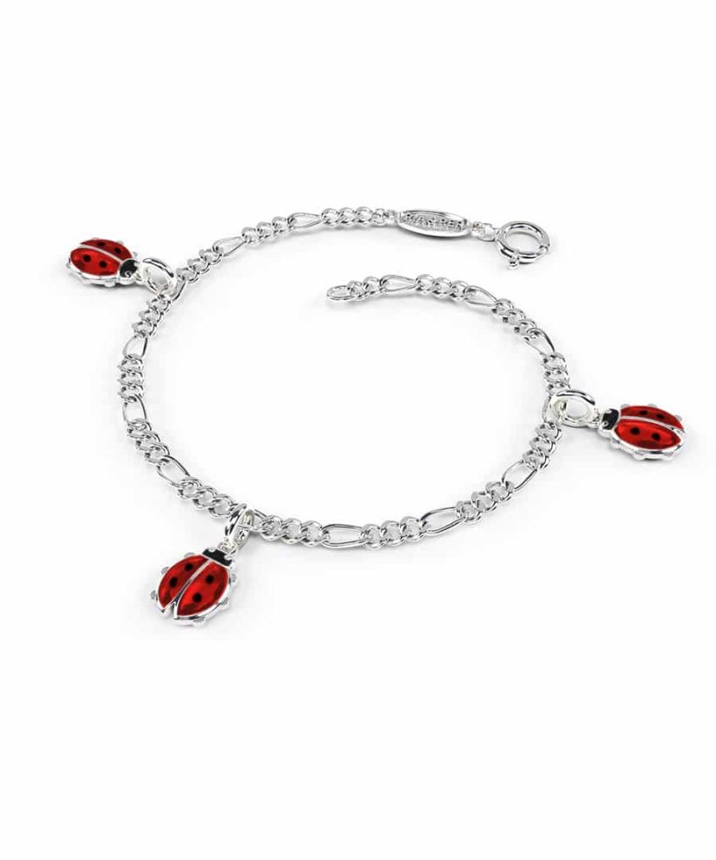 Charms-armbånd i sølv - Røde marihøner