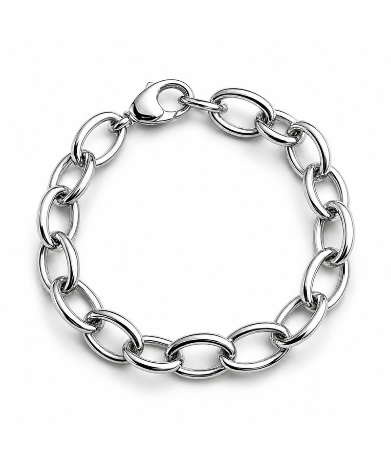 Armbånd i hvitt gull ovale ledd