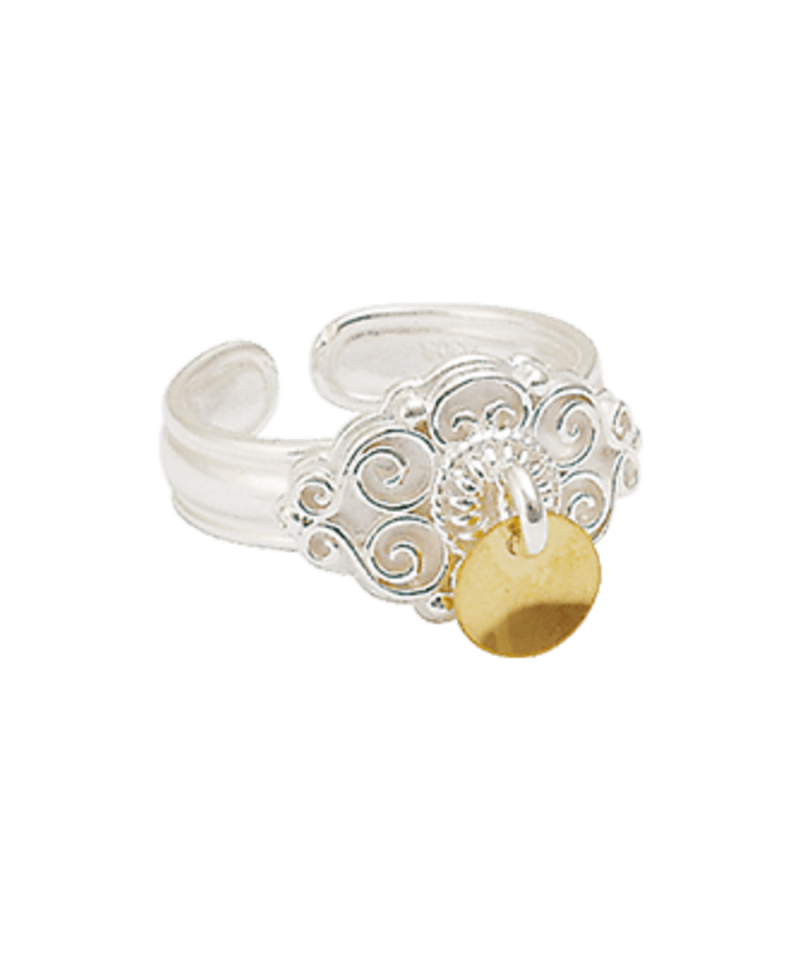 377502 - Ring Hvit med forgylt lauv