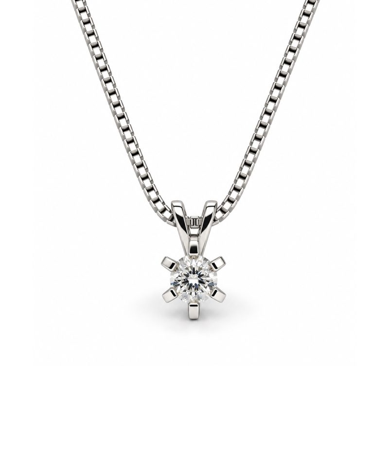 Enstens anheng i hvitt gull 0,15 ct