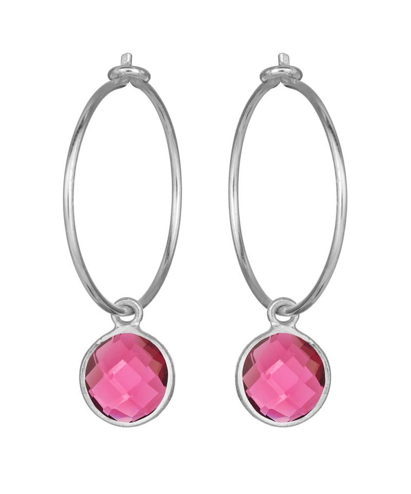 Øreringer med rosa krystall