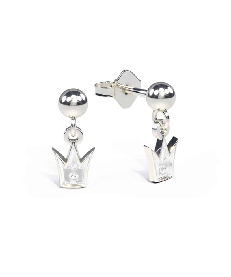 Øreheng i sølv - Hvite prinsessekroner