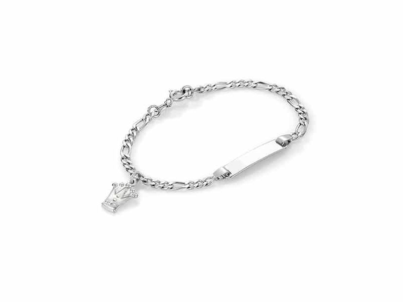 Pia & Per - ID-armbånd i sølv - Hvit prinsessekrone