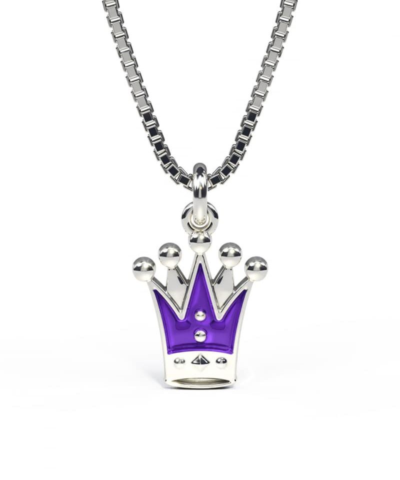 Halskjede i sølv - Lilla prinsessekrone