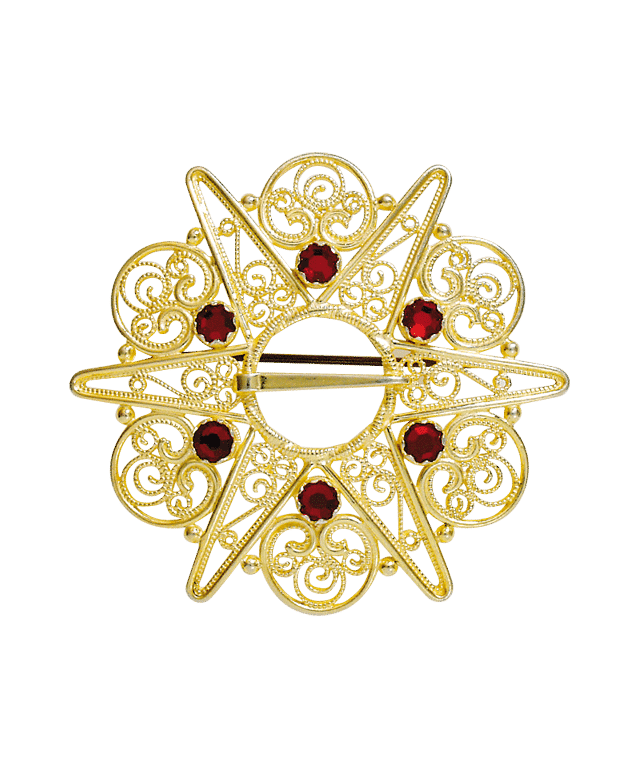 486607 - Sølje Forgylt med Rød Stein