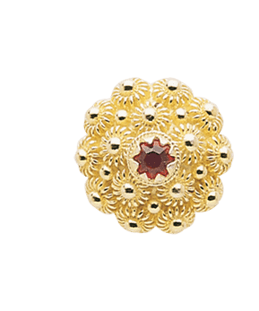 487607 - Halsknapp Forgylt med Rød Stein
