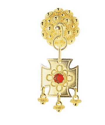 489607 - Halssølje Forgylt med Rød Stein