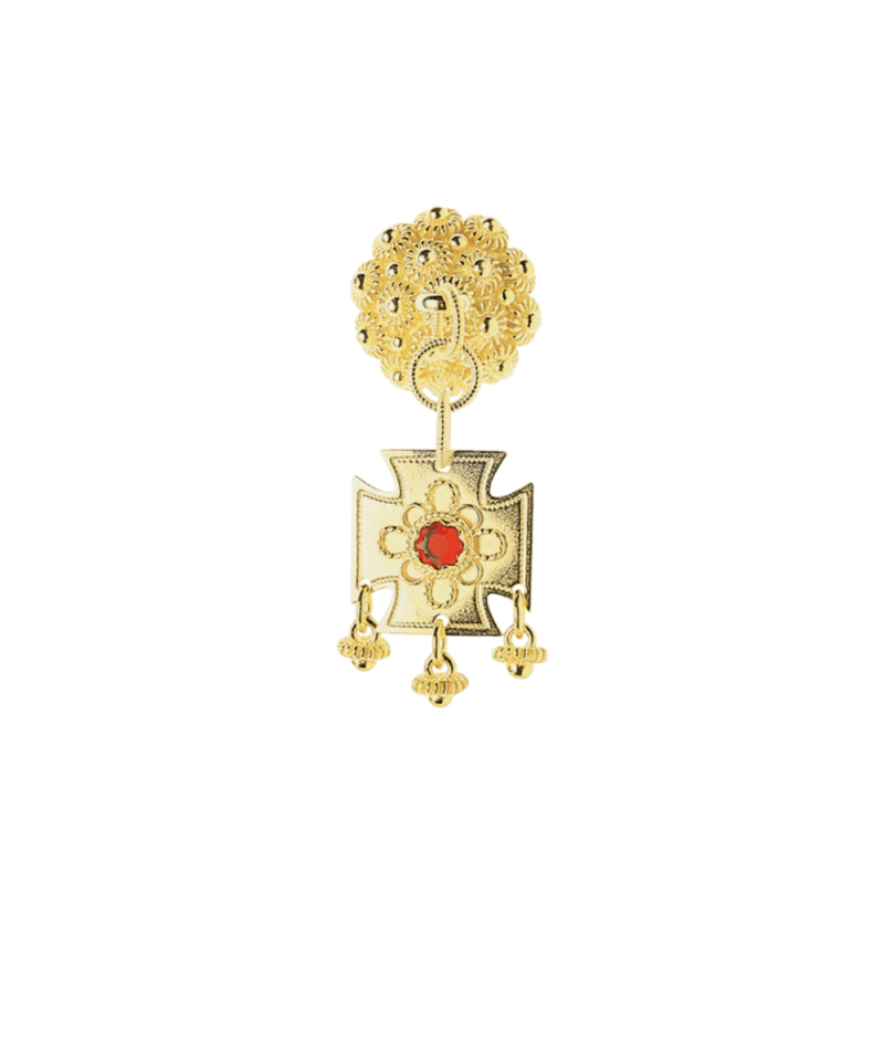 489607 - Halssølje Forgylt med Rød Stein