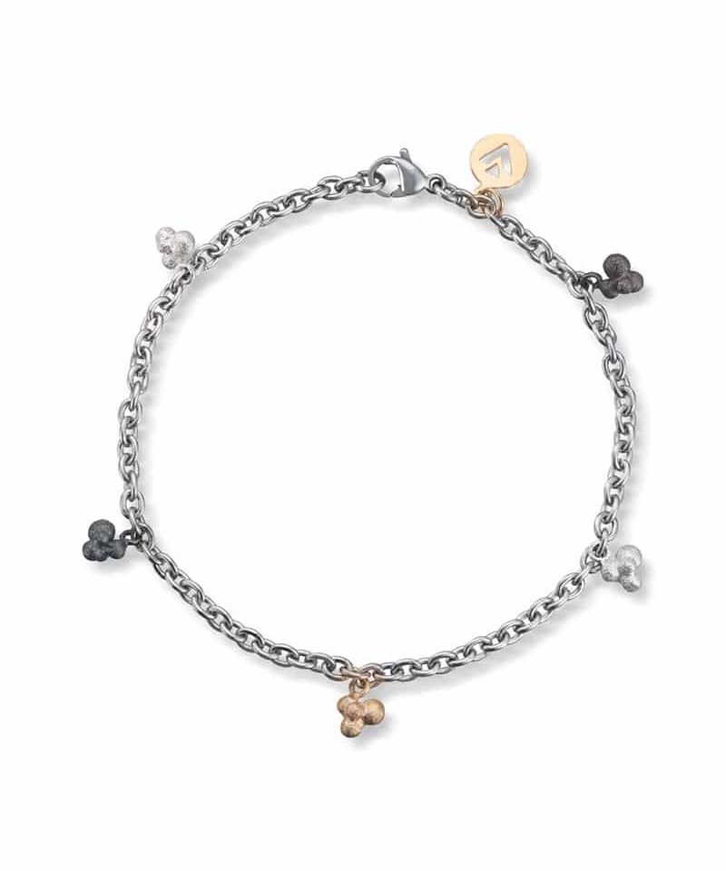 Dugg - Armbånd i stål med sølv, oksidert og gull detalje