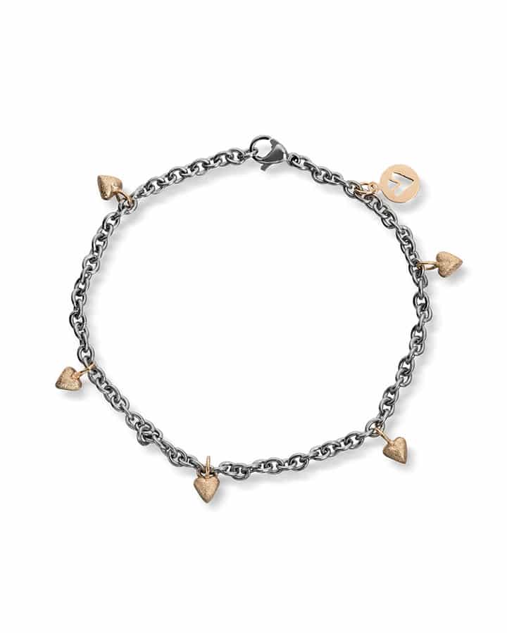 Golden Armbånd i stål med gullhjerter