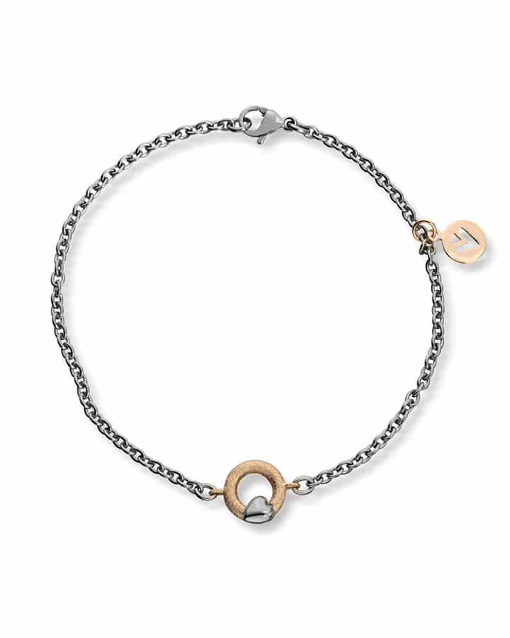 Silver Heart - Armbånd i stål med sirkel i gull og hjerte i hvitt gull