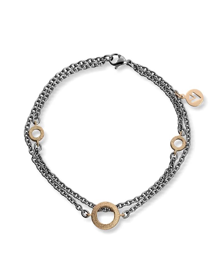 Circle Armbånd i stål med elementer i gull