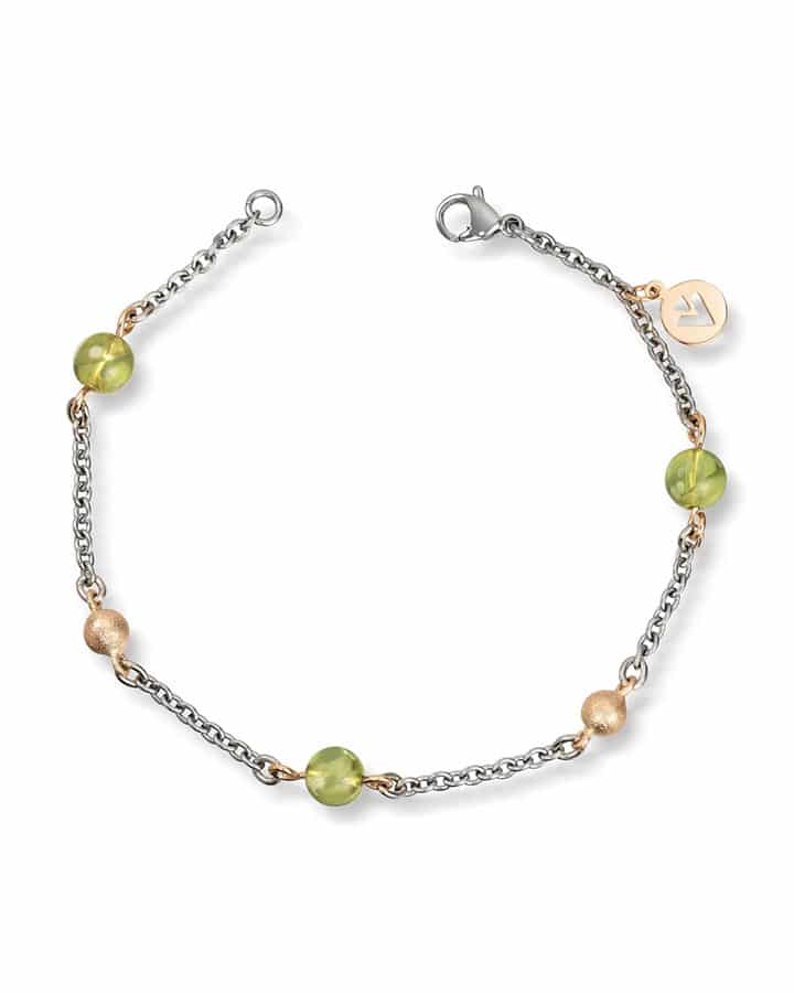 Golden - Armbånd i stål og gull - Peridot