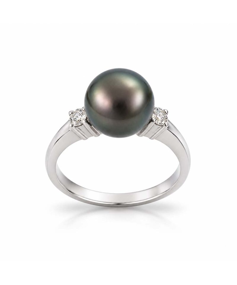 Ring i hvitt gull, Tahiti perle og diamanter