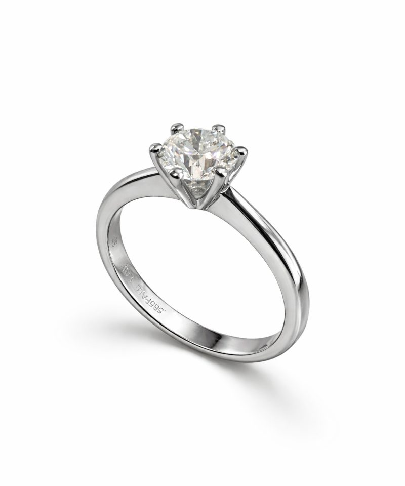 Enstensring i hvitt gull med diamant - 1,00ct GIA