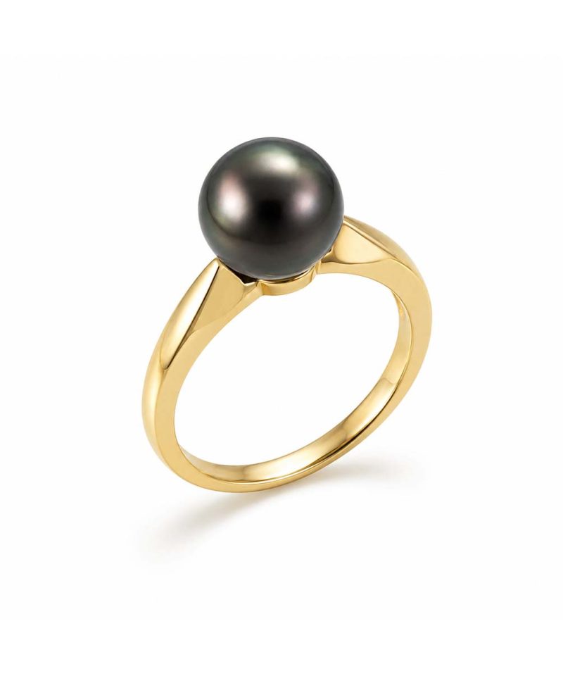 Ring i gult gull, Tahiti perle 9-9,5mm