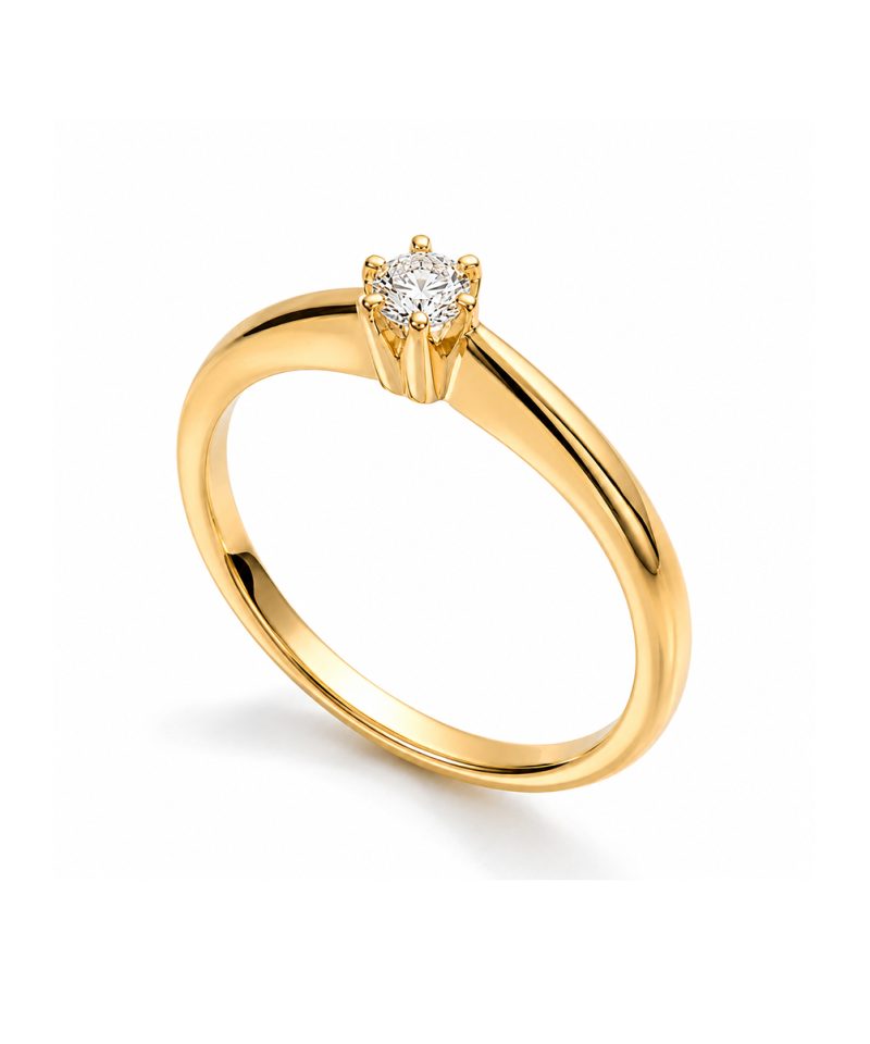 Enstensring i gult gull 0.10ct Tw Si