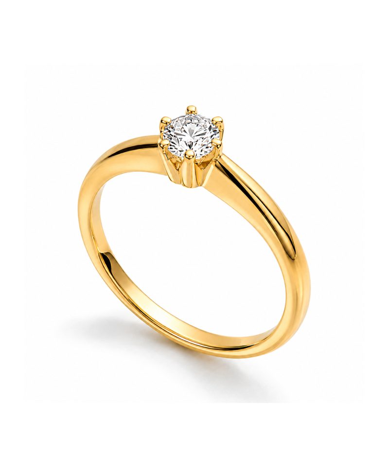 Enstensring i gult gull 0.15ct Tw Si