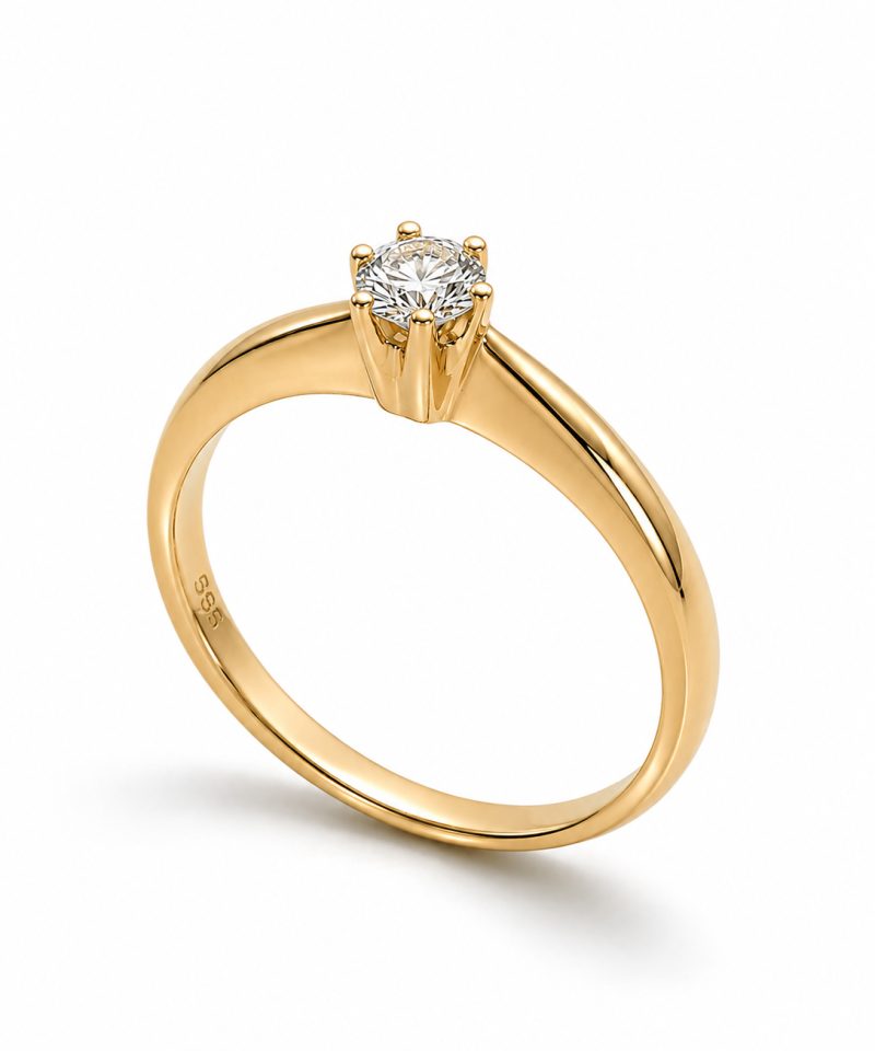 Enstensring i gult gull 0.20ct Tw Si