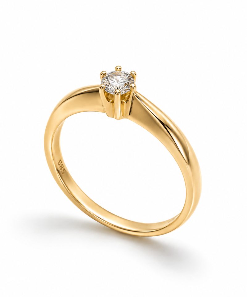 Enstensring i gult gull 0,25ct Tw Si