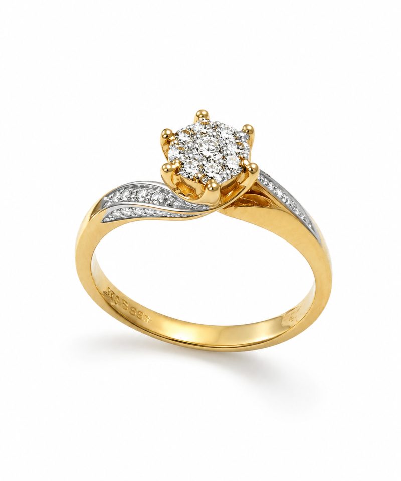 Ring i gult gull med diamanter, 0,28ct